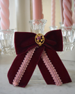 Le Noeud En Velours Bordeaux Gallon Rose