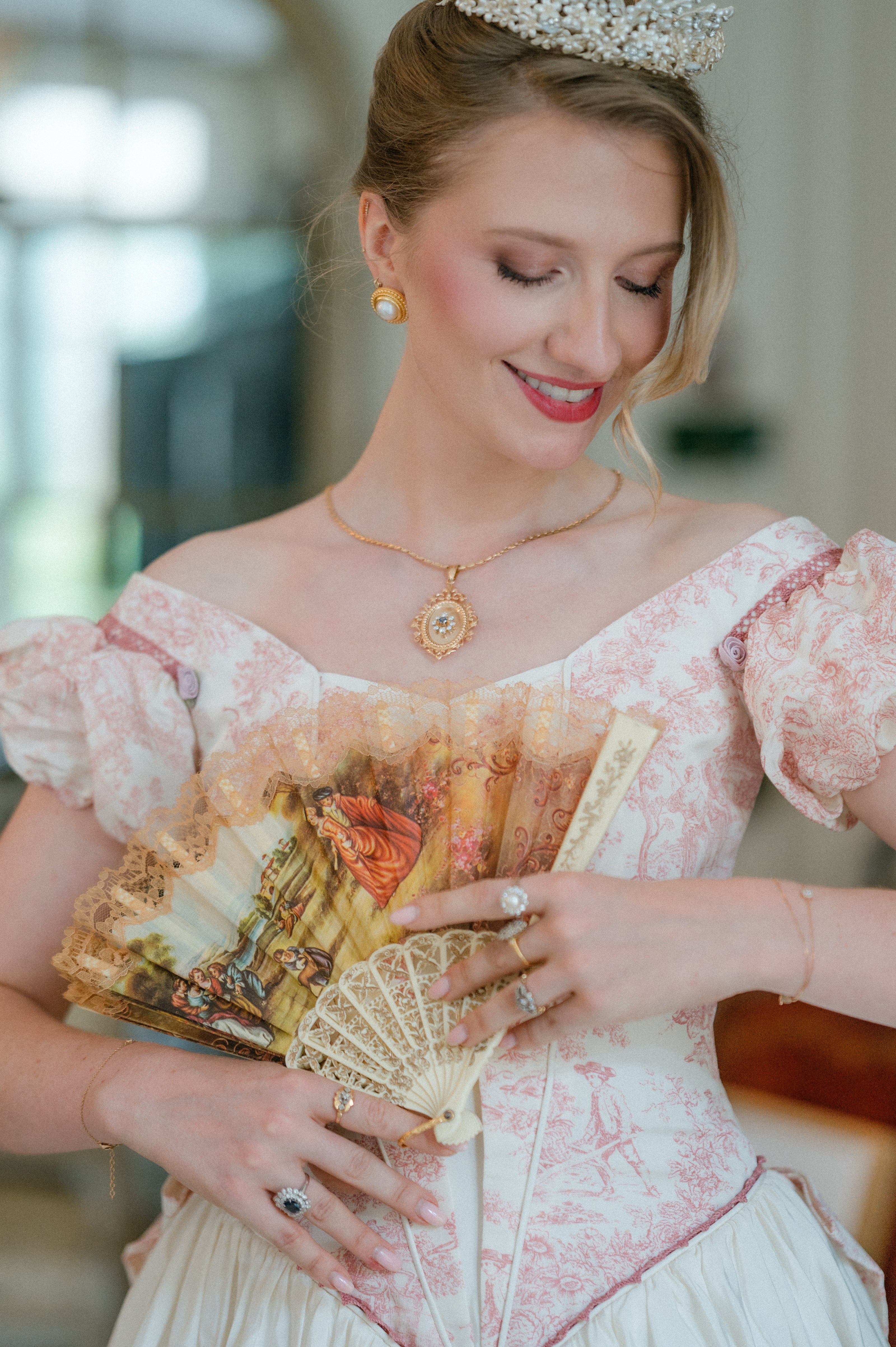 Éventail en Tissu Ancien