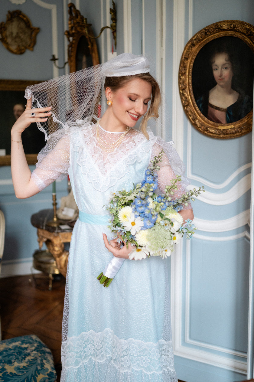 Chapeau Mariée Voilette Résille Solène