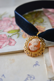 Collier Choker Ras de Cou Velours et Camée ancien